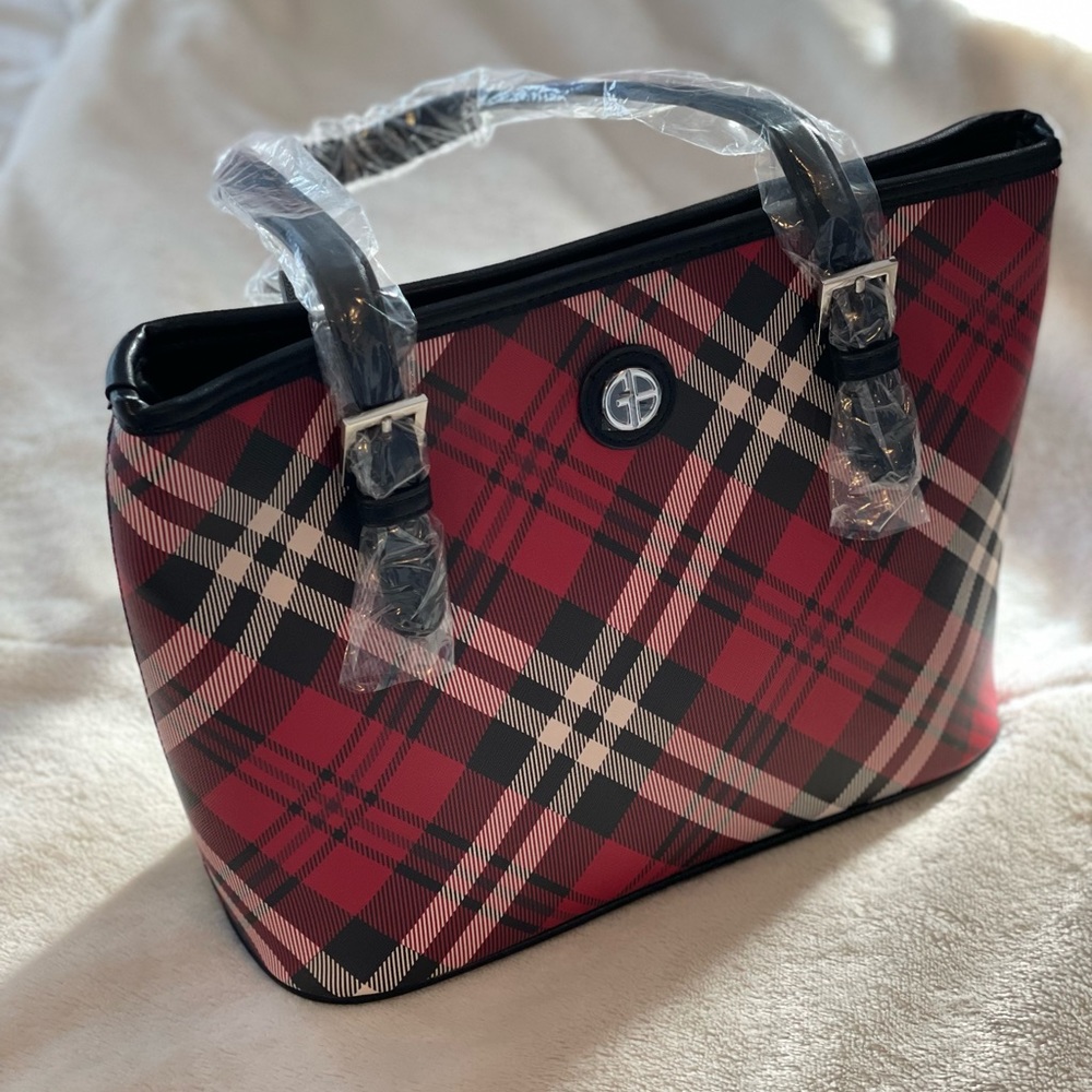 Plaid print handbag